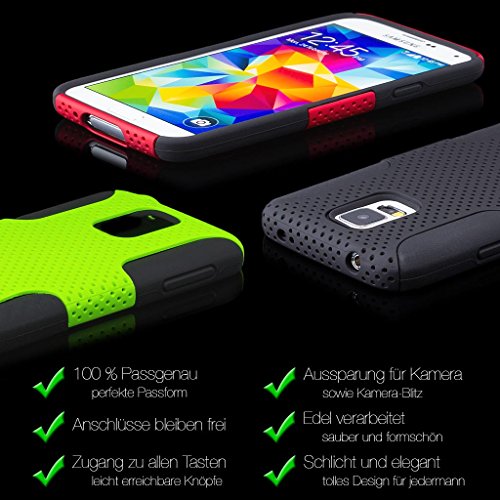 Samsung Galaxy A5 (modelo 2015) | iCues 2 Caso Air Rojo Parte | Caso duro al Air libre grueso a prueba de golpes militares Lifeproof hombres, niños piel protectora de protección [protector de pantalla, incluyendo] Cubierta Cubierta Funda Carcasa Bolsa Cov