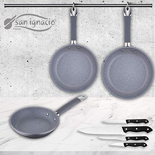 San Ignacio Premium SIP Set 3 sartenes + 4 Cuchillos, Aluminio Forjado