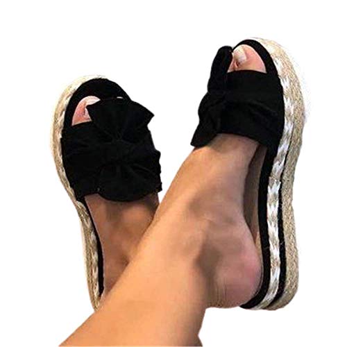 Sandalias De Lazo Trenzado Antideslizante, Zapatillas De Cuña De Estilo Europeo De Talla Grande, Zapatillas De Exterior Se Pueden Usar En Verano