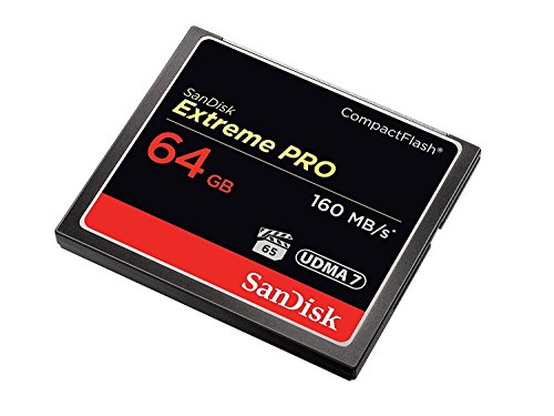 SanDisk Extreme Pro - Tarjeta de memoria CompactFlash (64 GB, 160 MB/s), color negro, dorado (Reacondicionado) y rojo