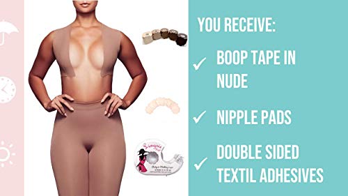 SandySkin Boob Tape, Sujetador Adhesivo para Copa A-E | Cinta para el Cuerpo | Invisible Push Up sin Tirantes Cómoda Cinta de Levantamiento de Senos + BONUS
