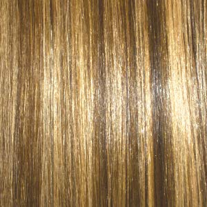 SANGRA HAIR Coletero elástico trencitas de fibra kanekalon con goma para mujer – Postizo moño Pelo sintético para mujer – Fácil de colocar. (Rubio oscuro co rubio claro mechado (18.24))