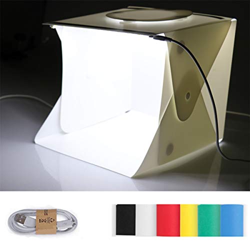 SANON Estudio Fotográfico Portátil Caja de Luz Carpa de Luz Fotográfica Caja de Luz Plegable Blanca con 40 Luces LED + 6 Fondos para La Exhibición del Producto