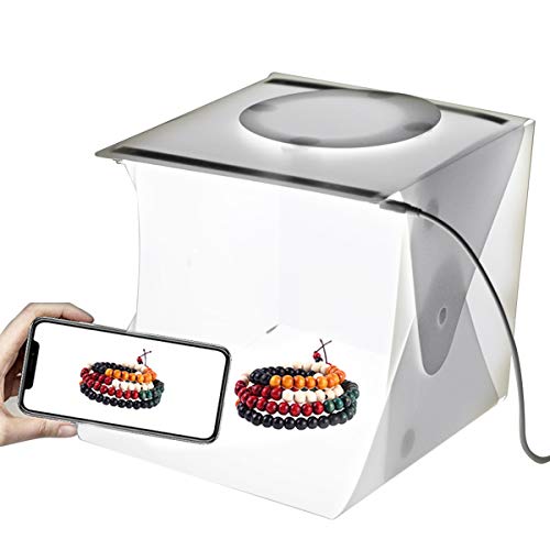 SANON Estudio Fotográfico Portátil Caja de Luz Carpa de Luz Fotográfica Caja de Luz Plegable Blanca con 40 Luces LED + 6 Fondos para La Exhibición del Producto