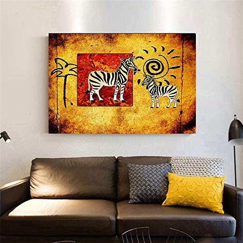 sanzangtang Vintage Wall Art Resumen Dibujo Lineal Animal-Pintura sin marco60X90cm