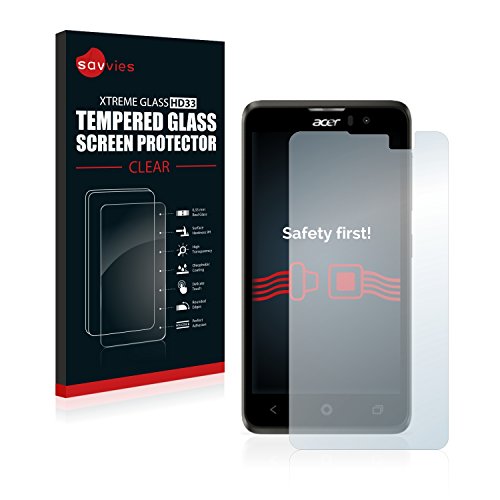 savvies Cristal Templado Compatible con Acer Liquid Z520 Protector Pantalla Vidrio Proteccion 9H Pelicula Anti-Huellas
