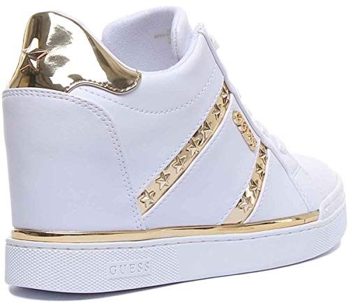 Scarpe Donna Guess Sneaker Alto Modello Fayne in Ecopelle Bianco/Gold DS20GU16