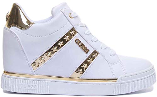 Scarpe Donna Guess Sneaker Alto Modello Fayne in Ecopelle Bianco/Gold DS20GU16