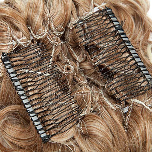 Scrunchy Updo Combs Extensiones de cabello de cola de caballo Clip en moño Garra Mandíbula en rosquilla Moños Urdimbre alrededor del postizo Ondulado Rizado Más claro Marrón ceniza Mezcla Rubio blan