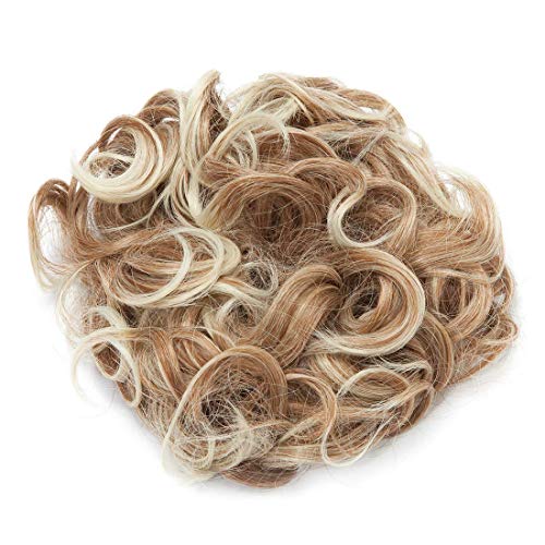 Scrunchy Updo Combs Extensiones de cabello de cola de caballo Clip en moño Garra Mandíbula en rosquilla Moños Urdimbre alrededor del postizo Ondulado Rizado Más claro Marrón ceniza Mezcla Rubio blan