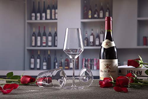 SDFSX Copas de vino tinto - Copas de vino grandes, sopladas a mano - Juego de 4 copas de vino de tallo, 100% sin plomo, cristal premium, regalo para degustación de vino, boda, aniversario, Navidad