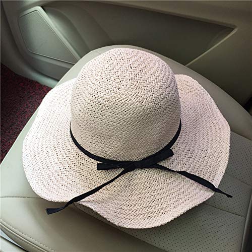 sdssup Cinta de Sombrero de Paja Grande Visera de Paja Protector Solar Femenino Verano Marea Rosa M (56-58cm)