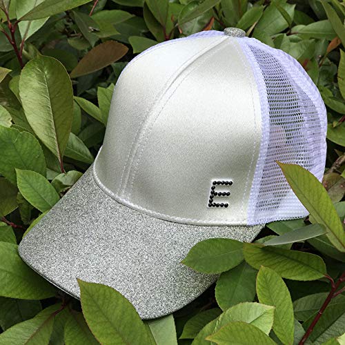 sdssup Lengua de Pato Sombrero Hembra Marea cristalino Brillante Gorra de béisbol Gorra de Malla Verano Plata Blanco (E Red Mesh Cap) Ajustable