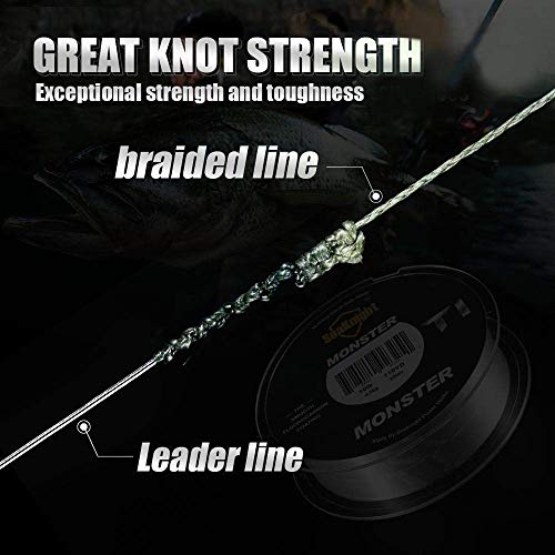 SeaKnight Hilo de Pescar Monster W8 Trenzado de 8 Hilos, 300/500 m, súper Suave, de Polietileno, Hilo Trenzado de multifilamentos para Pesca en mar, 6,8 kg - 45,4 kg