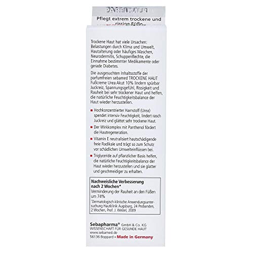 Sebamed - Crema para pies secos de piel Urea 10 % con 10 % de urea, cuidado activo para pies extremadamente secos, agrietados y ásperos, tolerancia cutánea dermatológicamente clínica, contenido 100 ml