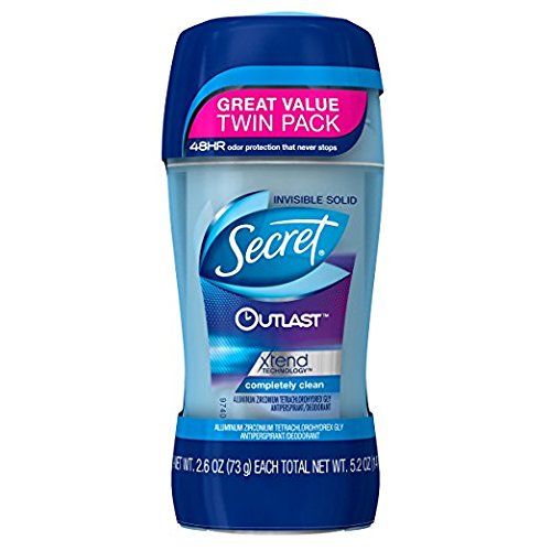 Secret Outlast Completely Clean Scent Women's Invisible Solid Antiperspirant & Deodorant 5.2 Oz Twin Pack by Secret