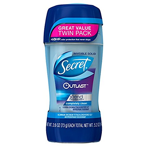 Secret Outlast Completely Clean Scent Women's Invisible Solid Antiperspirant & Deodorant 5.2 Oz Twin Pack by Secret