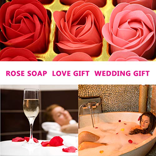 SehrGo 18 Piezas Jabón de Rosa conservado perfumado, para baño, jabón, pétalos de Rosa, en Caja de Regalo para Mujeres, Adolescentes, niñas, cumpleaños