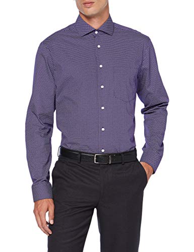 Seidensticker Modern Fit Langarm mit Spread Kent-Kragen Bügelleicht Gepunktet-100% Baumwolle Camisa, Morado (Lila 87), 42 (Talla del Fabricante: 40) para Hombre