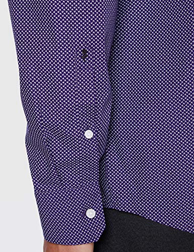 Seidensticker Modern Fit Langarm mit Spread Kent-Kragen Bügelleicht Gepunktet-100% Baumwolle Camisa, Morado (Lila 87), 42 (Talla del Fabricante: 40) para Hombre