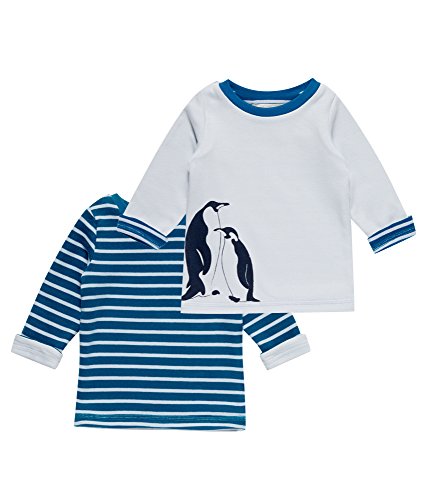 SENSE ORGANICS Felix Langarmshirt (beidseitig tragbar) Camiseta de Manga Larga, Azul (Ice Blue + Print + Stripes), 68 cm (Tamaño Fabricante: 3 Meses) Unisex bebé