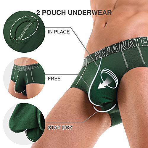 Separatec Calzoncillos bóxer para hombreRayón de bambú Liso con Bolsas separadas Ropa Interior Pack de 3 Calzoncillos bóxer Elegante bañador Multicolor (L, Negro+Rojo+Verde)