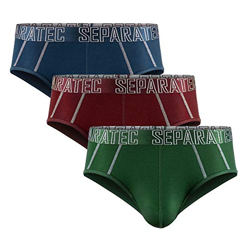 Separatec Calzoncillos bóxer para hombreRayón de bambú Liso con Bolsas separadas Ropa Interior Pack de 3 Calzoncillos bóxer Elegante bañador Multicolor (L, Negro+Rojo+Verde)