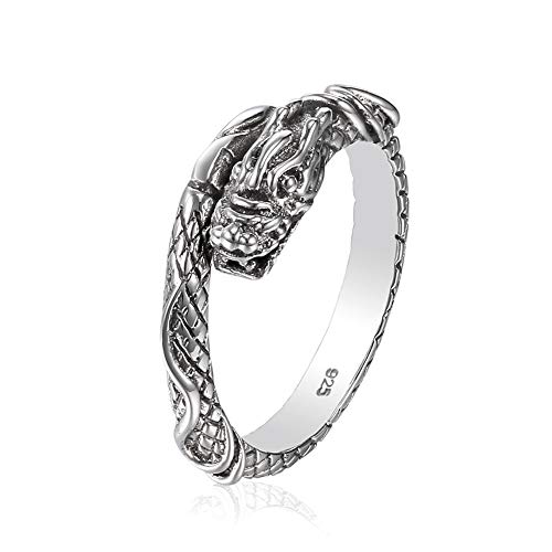 Serebra Jewelry Dragón Anillo de plata de ley 925 tamaño ajustable unisex hombres mujeres