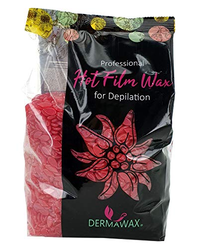 Serie Dermawax negra de 1 kg- Cera de película de rosa Perlas de cera de cera caliente para depilación profesional de todo el cuerpo Depilación brasileña depilación