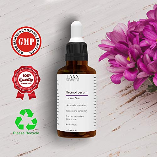 Sérum Retinol para cara/cuello/ojos - 5 veces más potente suero antienvejecimiento con 20% Vit C - Arrugas/Líneas/Envejecimiento