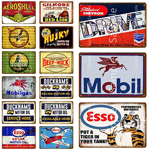 Servicio de gasolina del coche Letrero de metal vintage Cartel de chapa retro Tablero decorativo Etiqueta de la pared Pub Bar Garaje Etiqueta de la pared decorativa42x40cm