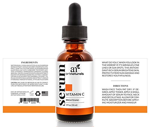 Set de 2 sérums orgánicos Art Naturals con vitamina C y retinol, combate las arrugas y ojeras, terapia antienvejecimiento mañana y noche, ingredientes naturales, tratamiento hidratante, 30 ml