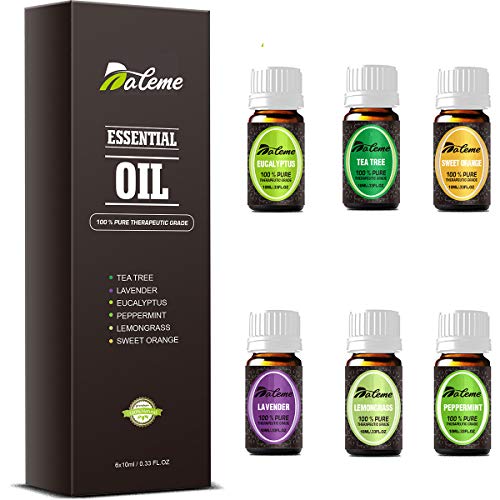 Set de aceites esenciales-DALEME de grado terapéutico TOP6 100% puro aromaterapia aromática Lavanda/Hierba de Limón/Menta/Eucalipto/Árbol de té/Naranja dulce para Humidificador y Difusor Aroma