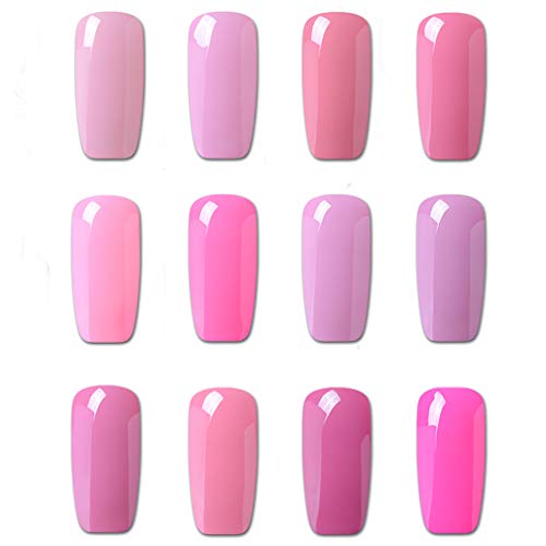 Set de esmalte de uñas de gel CLAVUZ; 12 unidades, multicolores, secado con lámpara LED o UV, 8 ml