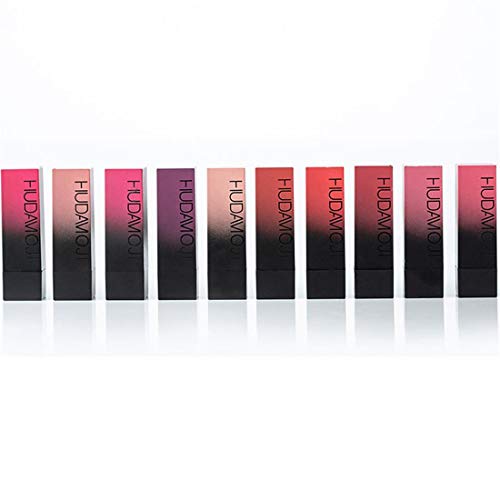 Set de maquillaje Lápiz labial Huda MOJI 12Pcs Lápices labiales Multicolores Taza antiadherente de larga duración Glamour Velvet Nutritivo Mate Lápiz labial hidratante suave Herramienta profesional