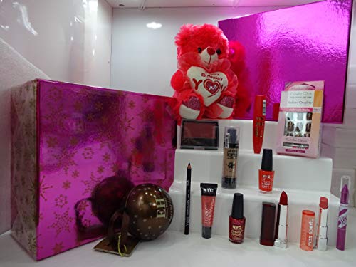 Set de regalo de lujo para ella, maquillaje y oso de peluche en caja de regalo, mezcla marcas de artículos de maquillaje, regalo envuelto listo para regalar **Edición limitada** Oferta especial. 061.