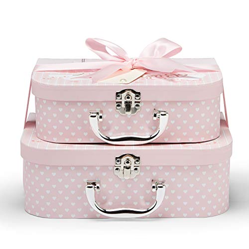 Set de regalo para bebé, cesta de color rosa llena de productos para bebés en 2 cajas de recuerdo para niña