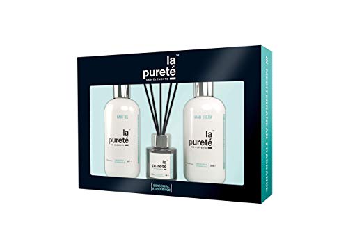 Set Regalo Mujer Baño Pack cremas, Kits para Baño Gel + Crema de Manos + Ambientador Mikado, Fragancia Mediterranea, Set para Baño, La Pureté Des Élements