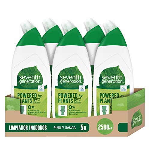 Seventh Generation Pino & Salvia - Limpiador WC, 0% Blanqueantes, Fragancias Sintéticas y Colorantes, 5 Recipientes de 500 ml, Total: 2500 ml