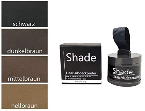 Shade - Polvo para cubrir zonas claras y brillantes en el cuero cabelludo, maquillaje para el cabello, perfecto para cubrir las puntas del cabello, polvo 4 g (marrón oscuro)