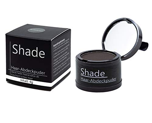 Shade - Polvo para cubrir zonas claras y brillantes en el cuero cabelludo, maquillaje para el cabello, perfecto para cubrir las puntas del cabello, polvo 4 g (marrón oscuro)