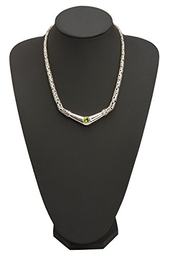 Shadi - Collar de plata de ley con eslabones bizantinos y peridoto facetado - joyería de plata artesanal