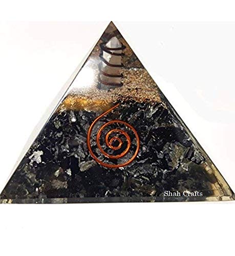 Shah Crafts Pirámide de cristal de turmalina negra | Generador de energía/protección EMF para meditación yoga y curación de chakras (tamaño – 2.5 – 3 pulgadas)