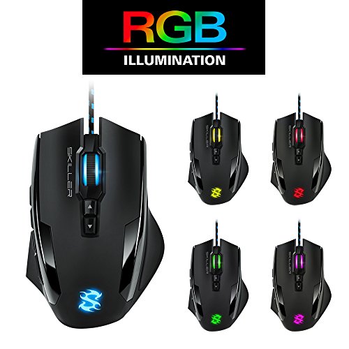 Sharkoon SGM1 - Ratón Gaming Óptico, 10800 DPI, 12 Botones, Negro