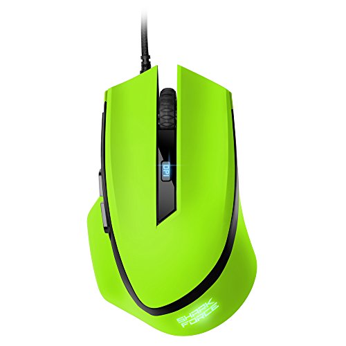 Sharkoon SHARK FORCE - Ratón Gaming Óptico, 1600 DPI, 6 Botones, Verde