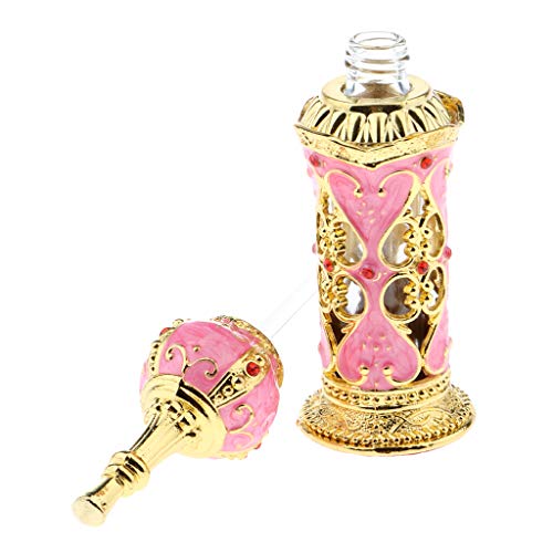 Sharplace Recargable Botella de Perfume Vacío Envase de Estilo Antiguo Antiguo Recipientes Cosméticos Jar - Rosado