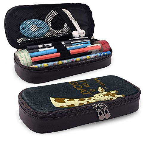shenguang Mugir. Im A Goat Estuche para lápices Estuche para marcadores de bolígrafo de gran capacidad Estuche Estuche para maquillaje Estuche de cuero Almacenamiento grande Organizador de p