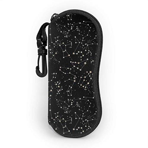 sherry-shop Constelaciones - Fondo negro Gafas de sol y anteojos impermeables y duraderas Estuche de almacenamiento portátil con cremallera de viaje