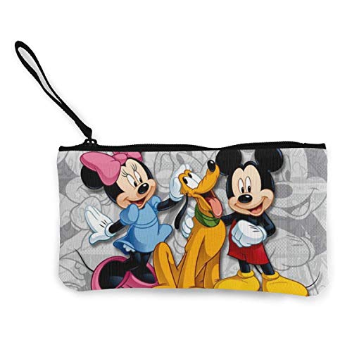 shibeili Mi-CK-EY Mou-se Monedero de Lona con Cremallera Impresión Monedero pequeño para Mujer Bolso cosmético Monedero portátil multifunción