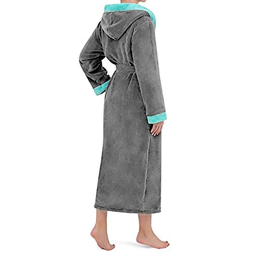 SHOBDW Albornoz Mujeres De Invierno De Manga Larga Sólido Súper Suave Mullido Felpa Franela Mantón SPA Gimnasio Albornoz Slee Toweling Ropa De Dormir Batas(Gris Oscuro,5XL)